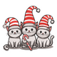 Cute Christmas Cats with Candy Cane Embroidery Design, Machine Embroidery Pattern, Instant Download