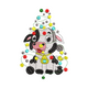 Christmas Cow with Lights Embroidery Design, Farm Holiday
