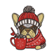 Cute Christmas Dog with Hot Cocoa Embroidery Design, Instant Download