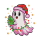 Cute Christmas Ghost Embroidery Design, Instant Download