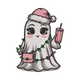 Cute Christmas Ghost with Santa Hat Embroidery Design, Machine Embroidery Pattern, Instant Download