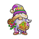 Cute Christmas Gnome with Candy Embroidery Design, Instant Download