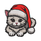 Cute Christmas Kitten Embroidery Design, Instant Download
