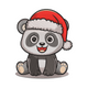 Cute Christmas Panda with Santa Hat Embroidery Design, Machine Embroidery Pattern, Instant Download