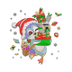 Cute Christmas Penguin Carrying Gifts Embroidery Design, Instant Download