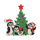 Cute Christmas Penguins with Decorated Tree Embroidery Design, Instant Download