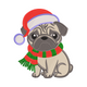 Cute Christmas Pug Embroidery Design, Instant Download