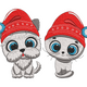 Christmas Puppy and Kitten Santa Hats Embroidery, Holiday Pets