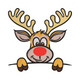 Cute Christmas Reindeer Face Embroidery Design, Instant Download
