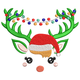 Cute Christmas Reindeer Face with Lights Embroidery Design, Instant Download