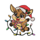 Christmas Reindeer With Lights Embroidery Design, Kawaii Holiday Machine Embroidery Pattern