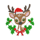 Cute Christmas Reindeer Wreath Embroidery Design, Instant Download