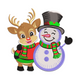 Cute Christmas Reindeer and Snowman Embroidery Design, Machine Embroidery Pattern, Instant Download