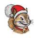 Christmas Squirrel Santa Hat Embroidery Design, Instant Download