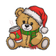 Christmas Teddy Bear with Coffee Embroidery Design, Instant Download