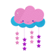 Cute Cloud with Hanging Stars Embroidery Design, Instant Download