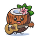 Cute Coconut Playing Guitar Embroidery Design, Machine Embroidery Pattern, Instant Download