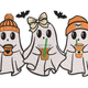 Cute Coffee Ghost Trio Embroidery Design, Instant Download