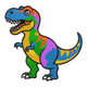 Cute Colorful T-Rex Dinosaur Embroidery Design, Machine Embroidery Pattern, Instant Download