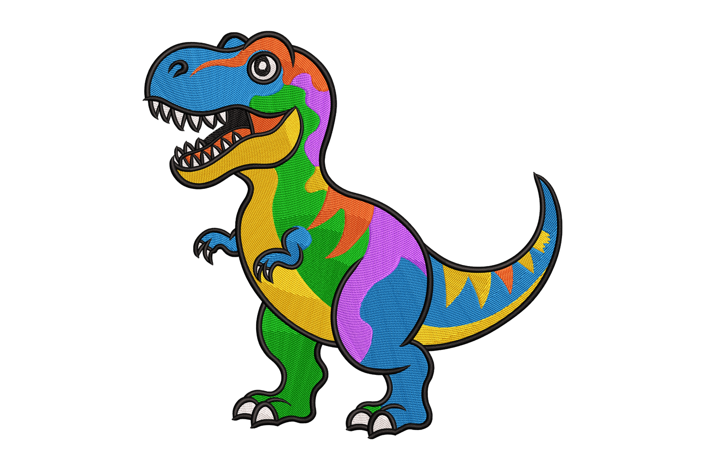 Colorful cartoon dinosaur on a white background