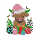 Cute Cow in Santa Hat with Ornaments Embroidery Design, Machine Embroidery Pattern, Instant Download