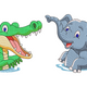 Cute Crocodile and Elephant Embroidery Design, Instant Download