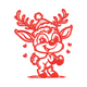 Cute Dancing Reindeer Embroidery Design, Instant Download