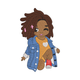 Cute Dreadlocks Girl in Denim Jacket Embroidery Design, Machine Embroidery Pattern, Instant Download