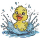 Cute Duck Splash Embroidery Design, Instant Download