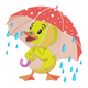 Cute Duck Umbrella Embroidery Design, Instant Download