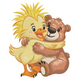 Duck and Teddy Bear Hug Embroidery Design, Cute Cartoon Friends Pattern, Instant Download