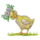 Cute Duck with Flower Crown Embroidery Design, Instant Download