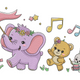 Cute Elephant Bear Bunny Music Embroidery Design, Kids Animal Band Pattern, Instant Download