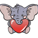 Cute Elephant Holding Heart Valentine Embroidery Design, Instant Download