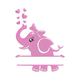 Cute Elephant Monogram Embroidery Design, Instant Download
