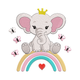 Cute Elephant Rainbow Embroidery Design, Instant Download