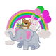 Cute Elephant with Friends Embroidery Design, Instant Download
