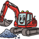 Cute Excavator Cartoon Embroidery Design, Instant Download