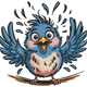 Cute Excited Little Bird Embroidery Design, Instant Download