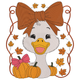 Fall Duck Embroidery Design, Cute Autumn Duck Machine Embroidery Pattern, Instant Download
