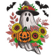 Cute Floral Ghost Halloween Embroidery Design, Flower Ghost Machine Embroidery Pattern, Instant Download