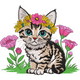 Cute Floral Kitten Embroidery Design, Instant Download