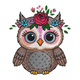 Floral Owl Embroidery Design, Machine Embroidery Pattern, Instant Download