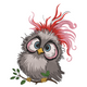 Fluffy Owl Embroidery Design, Woodland Bird Machine Embroidery Pattern, Instant Download