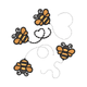 Cute Flying Bees Embroidery Design, Bee Scatter Group Pattern