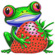 Cute Frog Holding Strawberry Embroidery Design, Instant Download