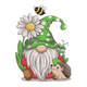 Garden Gnome Embroidery Design, Spring Machine Embroidery Pattern, Instant Download