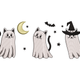 Ghost Cats Halloween Embroidery Design, Cute Spooky Cat Pattern
