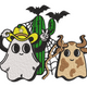 Cute Ghost Cowboy & Cow Ghost Embroidery Design, Instant Download