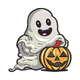 Cute Ghost Holding Pumpkin Halloween Embroidery Design, Machine Embroidery Pattern, Instant Download